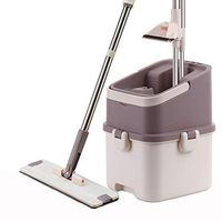 Living utensils Hand-free Flat Mop Lazy Mopping Wooden Floor Rotating Household Mop Bucket Mopping Artifact (Color : A)