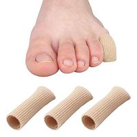 Skyfoot’s Toe Caps Fabric Lined with Silicone Gel Sleeves Protectors - 3 Pack Cuttable Gel Toe Covers For Bunion, Hammer Toe, Blister, Corn (Small 1/2" Diameter)