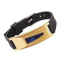 Mens Ions Germanium Sport Bracelet with Natural Shell, Energy Bracelet (IP Gold)
