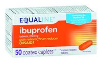 Equaline Pain Reliever/Fever Reducer, 200mg Ibuprofen Tablet, Orange Caplets, Temporary Pain Relief, 50 Counts