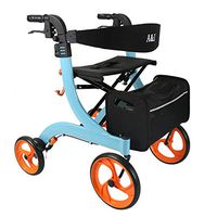 YXIUER Folding Rollator Walker - 4 Wheel Medical Rolling Walker with Seat & Bag - Mobility Aid for Adult, Senior, Elderly & Handicap - Aluminum Transport Chair