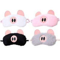ACTLATI Sleep Eye Mask Cute Animal Night Blindfold with Elastic Strap Soft Eye Cover for Night Sleeping, Travel, Nap (4 pcs Eye mask Pig)