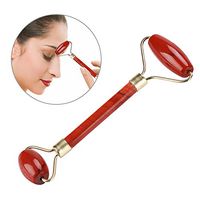 Face Massager, Natural Jade Double-head Beauty Roller Face Eye Neck Massager Tool(Red)