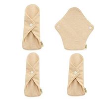 Bonarty 4 Pieces Women Cotton Menstrual Period Pads Washable Sanitary Napkins Cloth Panty Liner, Leak - Proof, Absorbency