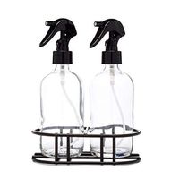 Apothecary Glass Mist Spray Bottle with Black Mist Nozzle Set w/Stand