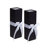 Jillson Roberts 2-Count Wine & Bottle Gift Boxes Available in 3 Colors, Black Matte with White Ribbon