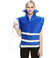 Electric Heating Pad for Neck Shoulder and Back Pain Relief with Fixation Strap, Heated Pad with 1.5 H Auto Shut Off, 3 Heat Settings,XL Extra Large 60Cm×80Cm Tension Relief Long Heat Wrap,Blue