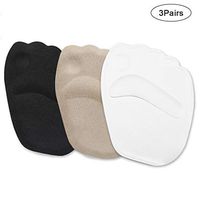 Metatarsal Pads for Women, Chiicol 3 Pairs High Heel Pads, Non-Slip Soft Gel Comfort Forefoot Cushion for Metatarsal Foot Pain Relief (Beige, Transparent, Black)