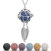 Dreamcatcher Essential Oil Diffuser Necklace for Women, CELESTIA Aromatherapy Locket Pendant with 7 Reusable Coloured Lava Stones - 24" Rolo Chain Girls Women Jewelry Gift Set