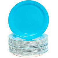 Neon Blue Paper Party Plates (9 in, 100 Pack)