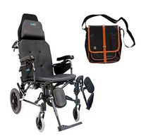 Karman MVP502TP 18" X 18" seat Lightweight Ergonomic Reclining Transport Wheelchair | Free Front Zip Pocket Medical Utility Bag Black!