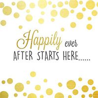 Set of 2,Cocktail Size Napkin, 5"x5", Pack of 20, Happily Ever After Starts Here