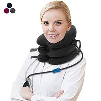 Neck Traction, Cervical Neck Traction Device, LEMBO DIRECT Air Neck Therapy Inflatable & Adjustable Stretcher Collar Brace Spine Alignment Pillow for Neck Shoulder Back Head Spine Pain Relief, Grey
