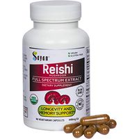 Sayan Reishi Mushroom Extract Capsules - 90 Vegan Caps USDA Organic, Pure No Fillers - Helps Lower Fatigue, Boost Wellness, Energy Level, and Immune Defense - Heart Health Support Supplement