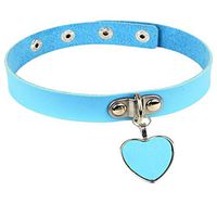 Meidexian888 Pendant Collar,Rock Punk Gothic Love Pendant Necklace Leather Collar Gothic Necklace (Sky Blue)