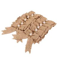 Amosfun 24pcs Burlap Bows Christmas Tree Bow Topper DIY Bows for Gift Wrapping Christmas Rustic Wedding Car Chair Decorations (Golden Glitter)