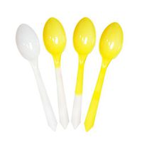 Color Changing Plastic Dessert Spoons - Changes From White to Yellow When Cold - Colorful Plastic Spoons - Frozen Dessert Supplies - Made in USA! 25 Count