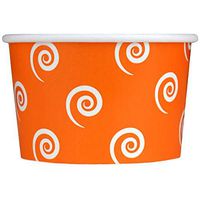 [50 Count] Orange Paper Ice Cream Cups - 4 oz Swirls And Twirls Dessert Bowls - Comes In Many Colors & Sizes! Frozen Dessert Supplies