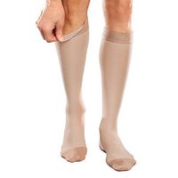Ease Opaque Silicone Support Band Knee Highs - 20-30mmHg Moderate Compression Stockings (Sand, XL Short)