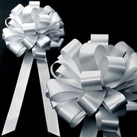 Silver Pull Bows with Tails - 8" Wide, Set of 6, Wedding Pew Bows, Reception, Anniversary, Birthday, Christmas, Fundraiser, School Dance
