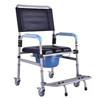 HIZLJJ Stainless Steel Shower Wheelchair Portable Toilet with U-Cut PU Commode Seat