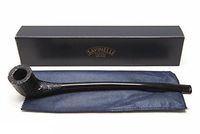 Savinelli Italian Tobacco Smoking Pipes, Churchwarden Rusticated Black 404