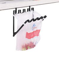wuchenmin Plastic Bag Holder,Stainless Hanging Trash Garbage Bag Holder,for Kitchen Cupboard Fit for Different Size Plastic Bag,Black