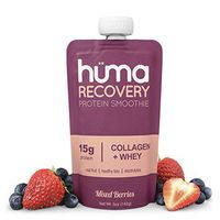 Huma Recovery Protein Smoothie, 6 Pouches – 15g Collagen + Whey Post Workout Recovery Drink – Ready-to-Drink Protein Shake with Real Fruit, Electrolytes, Healthy Fats