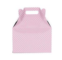 12CT (1 Dozen) Large Biodegradable Kraft/Craft Favor Treat Gable Boxes (Large, Polka Dot Light Pink)