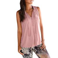 general3 Women Sleeveless Tank Tops Solid Strappy V Neck Blouse Bandage Beach Style Vest Shirt(Pink,X-Large)