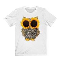 Short Sleeve Tee Blouse for Women,Amiley Womens Sunflower and Seeds Owl Shape Cute Summer O-Neck Short Sleeve T Shirts Tops (X-Large, White)