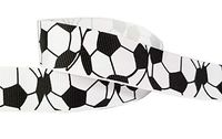Q-YO 7/8" 5yd Soccer Prints Ribbon for Crafts, Gift Wrapping, Cheer Bows, Pony Streamers