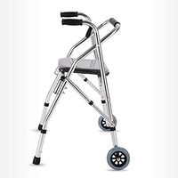 Seat & Roller Bar Covers Walker Patient Exercise Cart Walker 4 Foot Assist Disability Essentials Folding Easy to Carry Elderly Handrail Crutch (Color : Silver, Size : 885928cm)