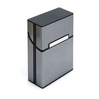 BCHZ Metal Cigarette Box Aluminum Holder Pocket Tobacco Cigar Storage Case Black (Black)