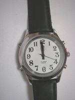 Men's Talking Watch Silver Tone White Face 4 Btn. (Time/Alarm)