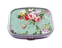 Top A Floral Custom Personalized Square Pill box Decorative Box Vitamin Container Pocket Or Wallet (Floral-5)