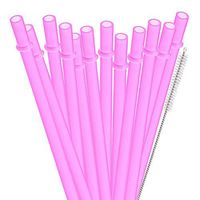 Dakoufish 12 Piece 9 Inch Reusable Plastic Thick Drinking Straws BPA Free Mason Jar Straws Plain Color