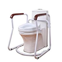 Kinbelle Bathroom Toilet Safety Rail Safety Assist Frame with Support Grab Bar Handle Handrail for Elderly, Senior, Handicap & Disabled Toilet Seat(Wood Armrest)