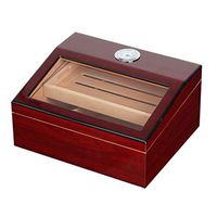 Humidors 50 Cigar Two-Layer Humidifier Solid Wood Cigar Storage Box Constant Humidity Cigar Cabinet Equipped with Humidifier and Hygrometer (Color : Red, Size : 23.528.514cm)