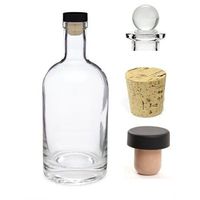 Nakpunar 12 oz 375 ml Nordic Glass Liquor Bottle with T-Top Synthetic Cork with Bonus Glass Bottle Stopper and Regular Bottle Cork - Heavy bottom decanter Made in USA (1, 12 oz (375 ml))