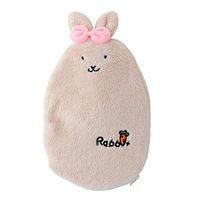 Cartoon Rabbit Explosion-Proof Plush Fabrics Hot Water Bottle Cover Warm Water Bag Removable Washable Hot Water Bottle Cover@Beige_14.5x25cm