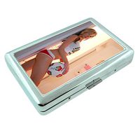 Madrid Pin Up Girls Europe Spain S9 Silver Cigarette Case Metal Wallet Id Holder King & 100's 4" X 2.75" RFID Protection