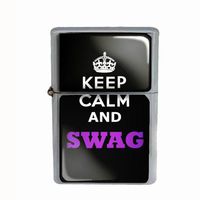 Wind Proof Dual Torch Refillable Lighter Keep Calm and Swag Design-015