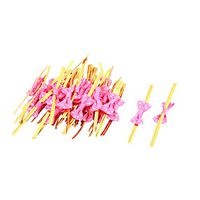 uxcell Dots Print Gift Bowknot Decor Candy Cookie Bag Wrapping Rope Twist Tie 40pcs Fuchsia