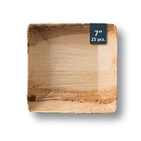 TheClearConscience - Palm Leaf Bowls, 7" x 7" square, 25 pcs, 3.8 cups, Bamboo & Wood Style, Biodegradable, Professional Usage