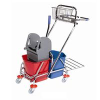 Commercial Double Mop Bucket Wringer Trolley with Trash Bag Holder