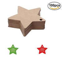 100Pcs Qingsun Star Shape Kraft Tags Paper Card Gift Tags Wedding Rectangle Hang Tags DIY Kraft Paper Card(Brown)