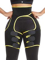 Ralukiia Neoprene Thigh Trimmer Trainer High Waist Thigh Shaper Butt Lifter Training Ultra Light Thigh Support Shapewear for Women (Yellow, XL)