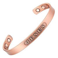 Mens Magnetic Copper Religious Christian Bangle Bracelet Jesus with Free Gift Box