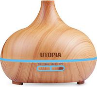 Ultrasonic Essential Oil Diffuser - Cool Mist Air Humidifier - 7 Changing LED Colors - Bamboo 300ml